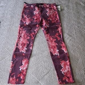New Else Women's Skinny Jeans - Red and Pink Floral